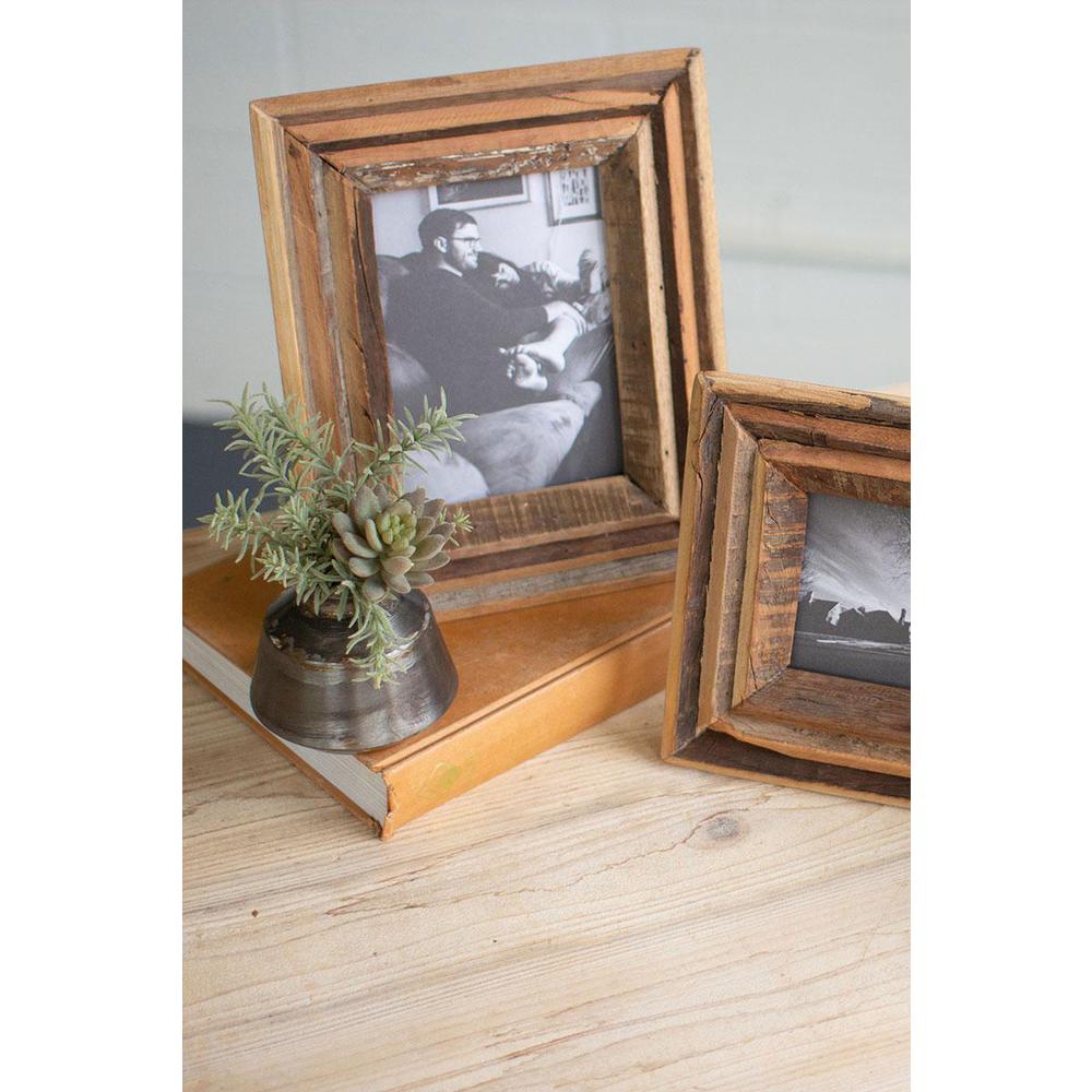 Set Of Two Recycled Natural Wood Photo Frames. Picture 3