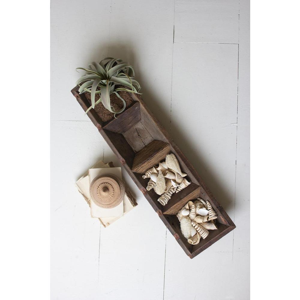 Four Section Recycled Wood Succulent Tray. Picture 4