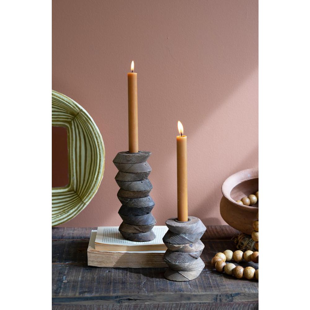 Set  2 Re-Purposed Wooden Architectural Taper Candle Stands. Picture 1