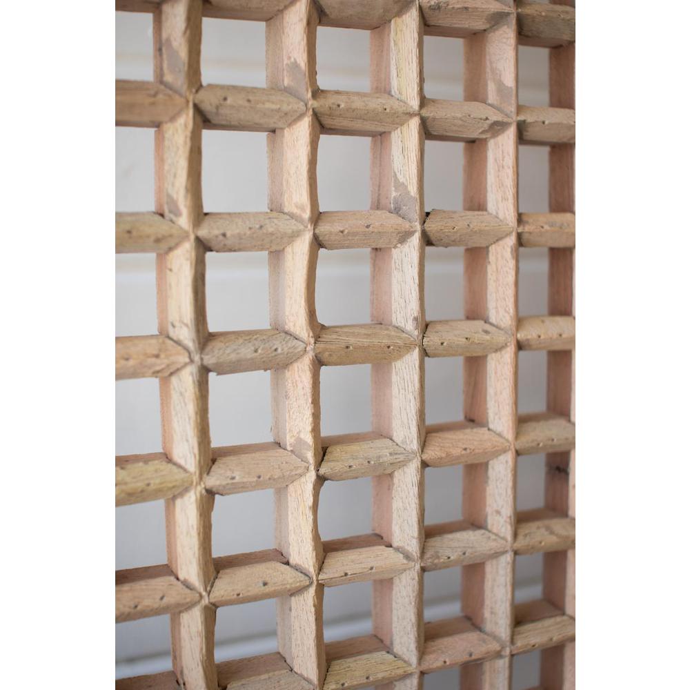 Mango Wood Grid Panel On An Iron Stand. Picture 3