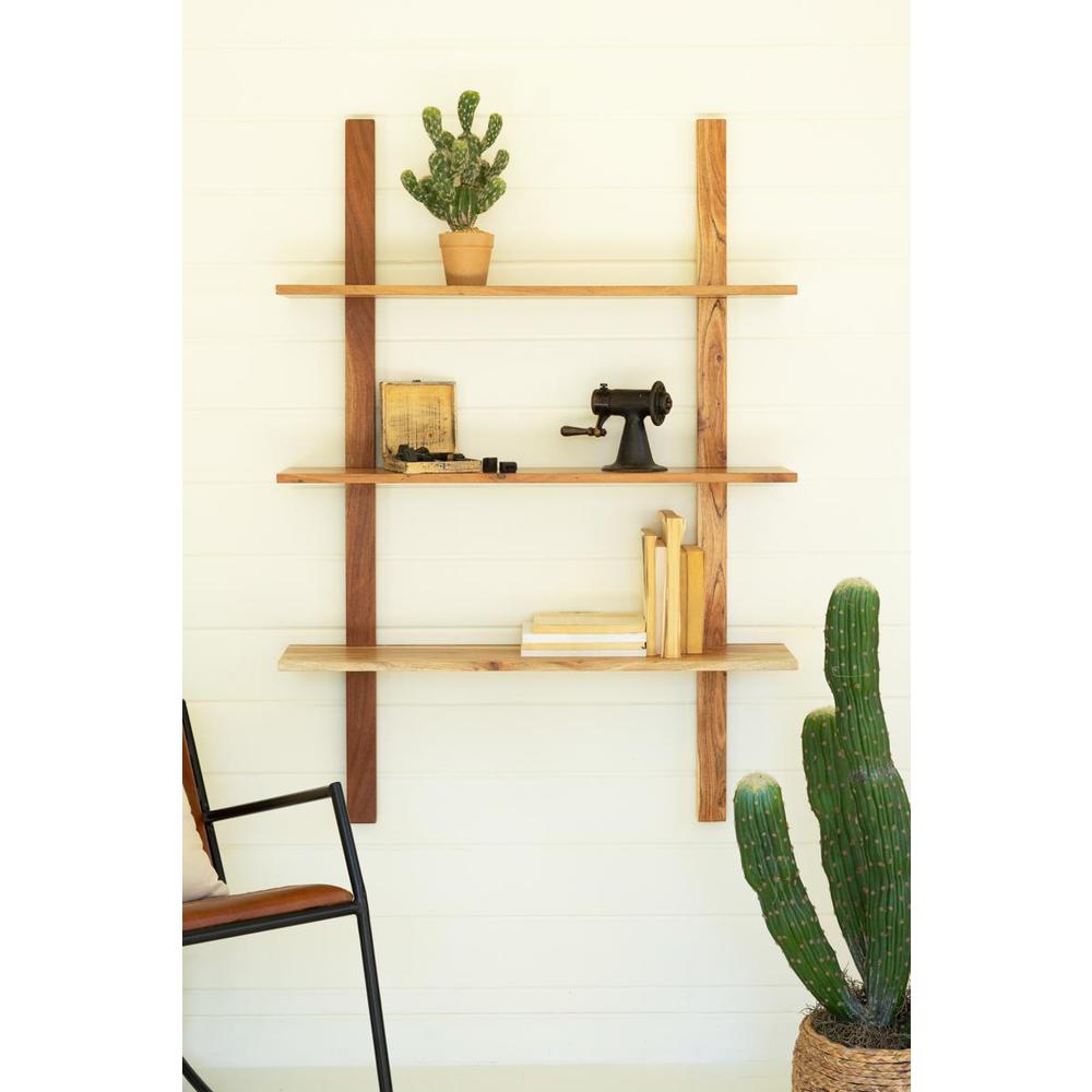Acacia Wood Three Tiered Wall Shelf. Picture 3