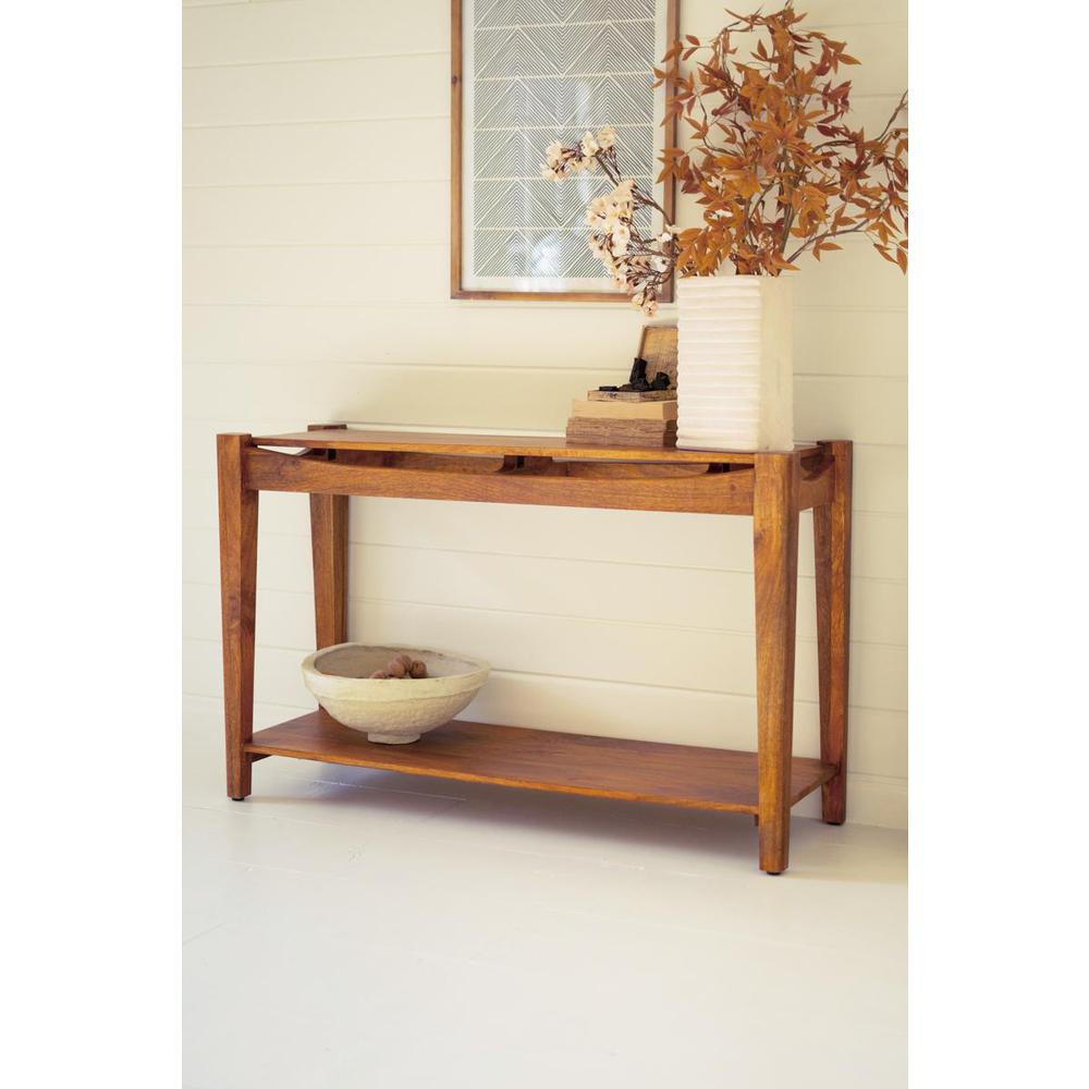Mango Wood Console Table With Teak Finish. Picture 3