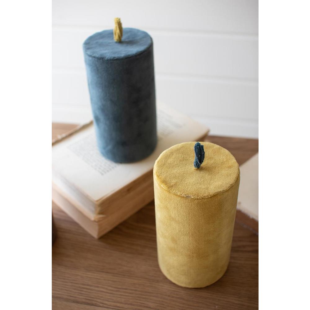 Set Of Four Faux Velvet Candles - One Each Color. Picture 3