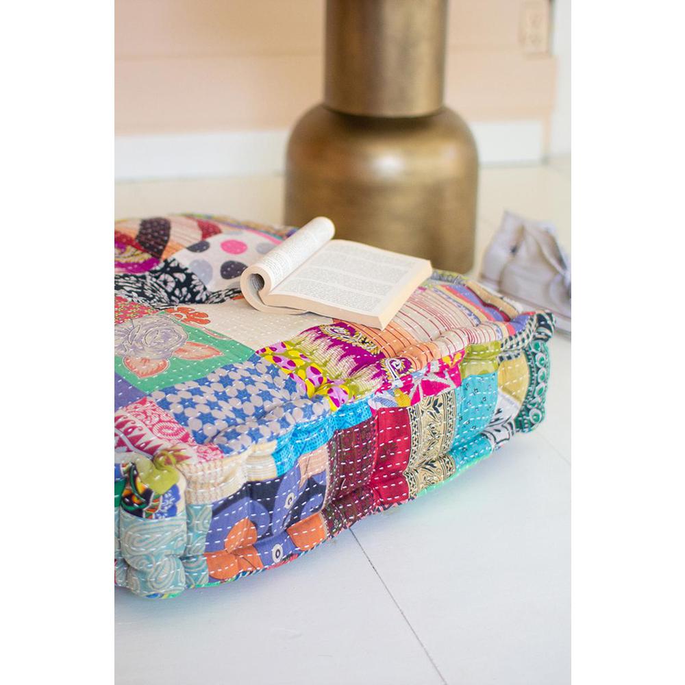 Square Kantha Floor Cushion. Picture 4