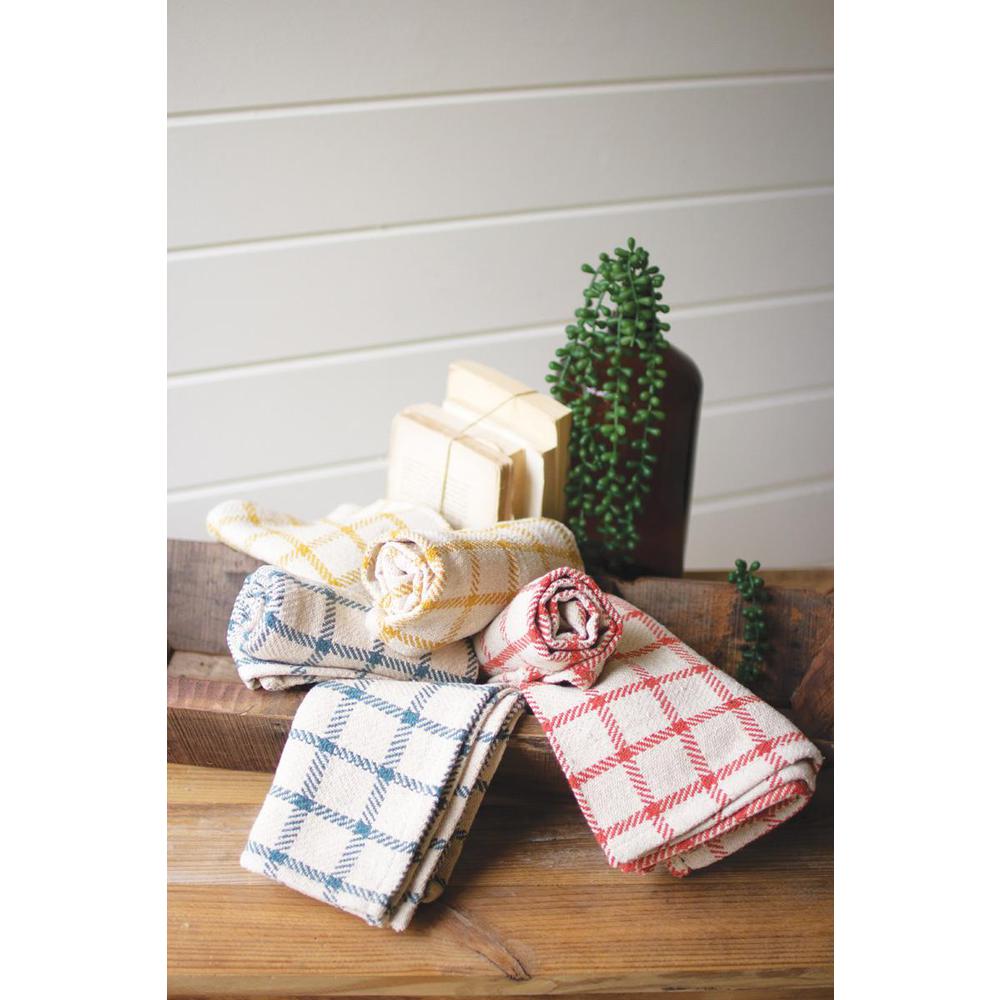 Set Of 6 Gingham Kitchen Towels - 2 Each Color. Picture 3