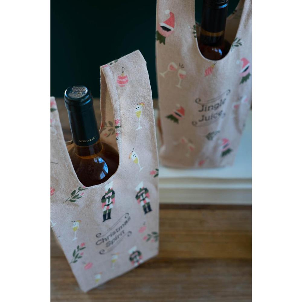 Set Of Three Christmas Wine Bags. Picture 6