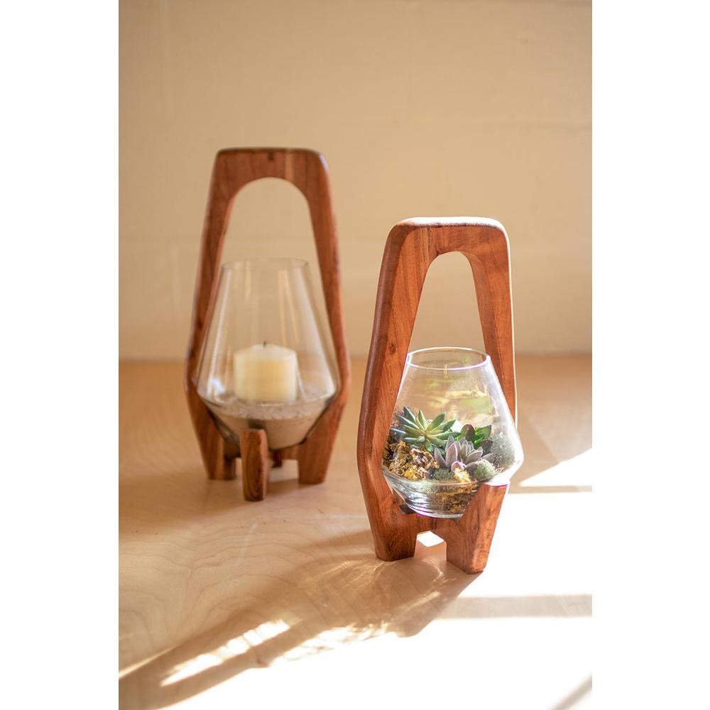 Oval Wood And Glass Lantern - Large. The main picture.