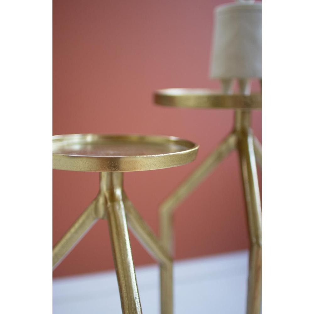 Set Of Two Antique Brass Aluminum Cocktail Tables. Picture 3