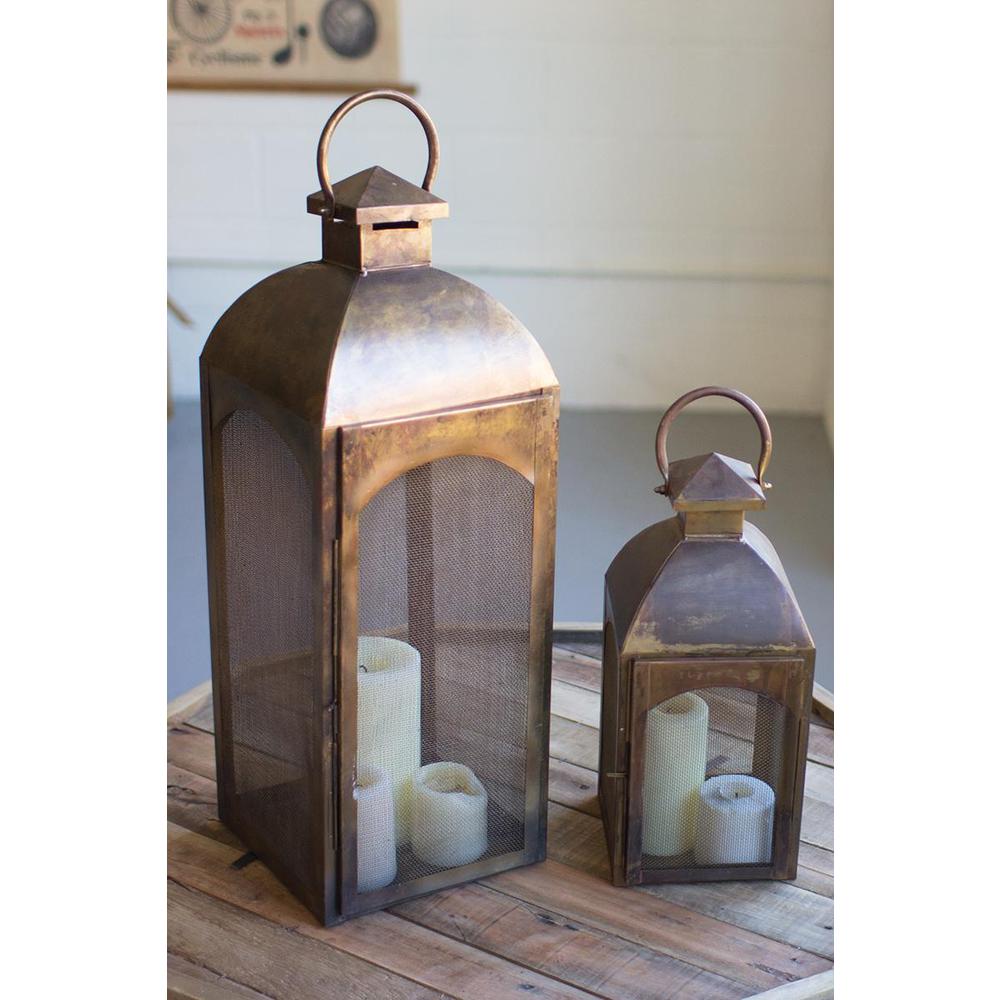 Set Of Two Antique Bronze Lanterns. Picture 1