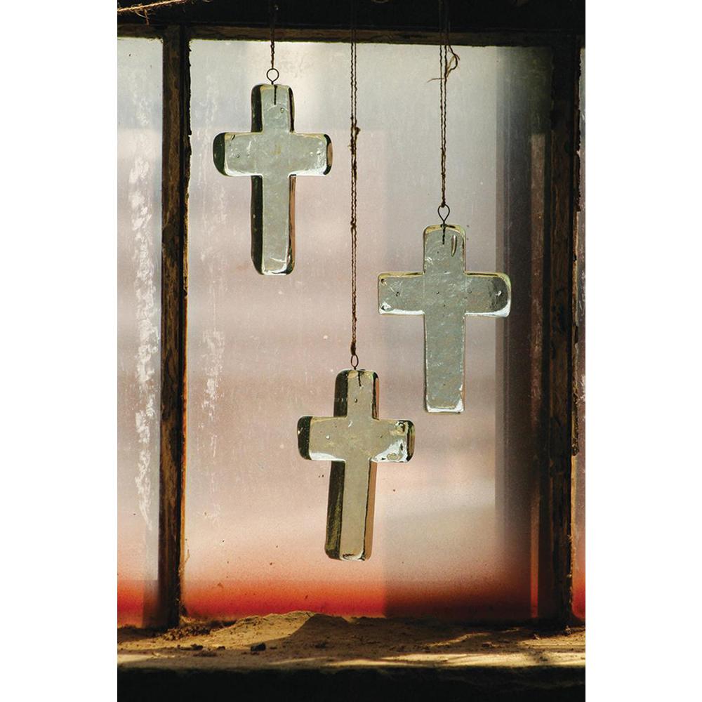 Glass Cross Sun Catcher Ornament. Picture 3