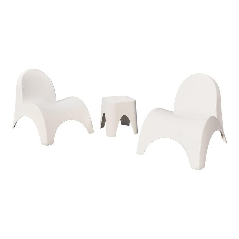 Set of two White Angel Trumpet Chairs with White Mallora Table. Picture 1