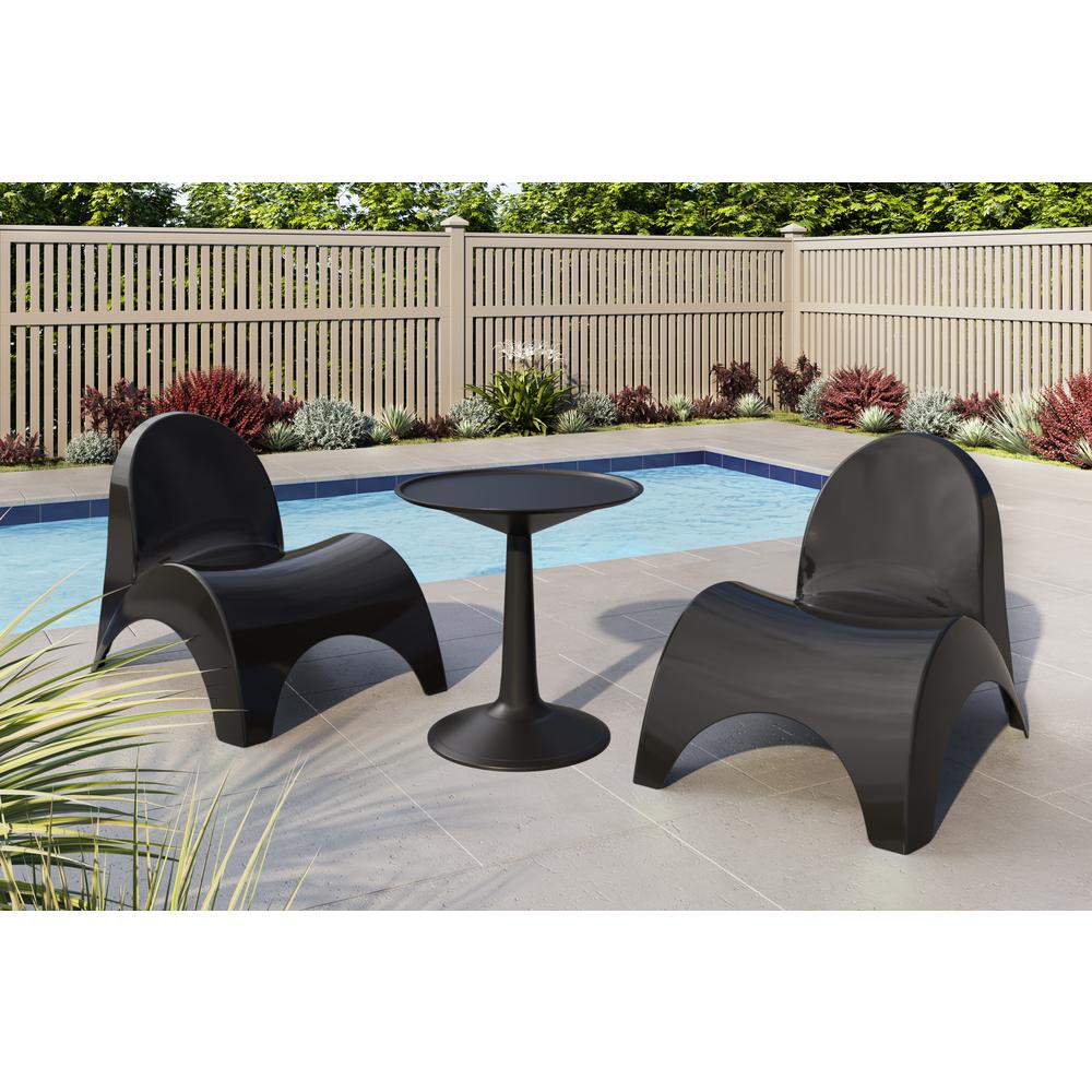 Two Black Angel Trumpet Patio Chairs with Sprout table, Black. Picture 1