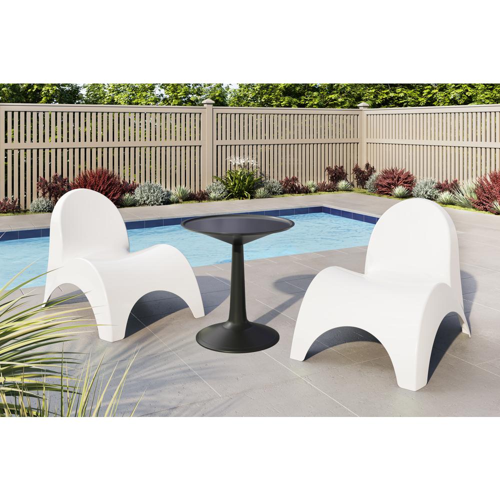 Two White Angel Trumpet Patio Chairs with Sprout table, Black. Picture 1