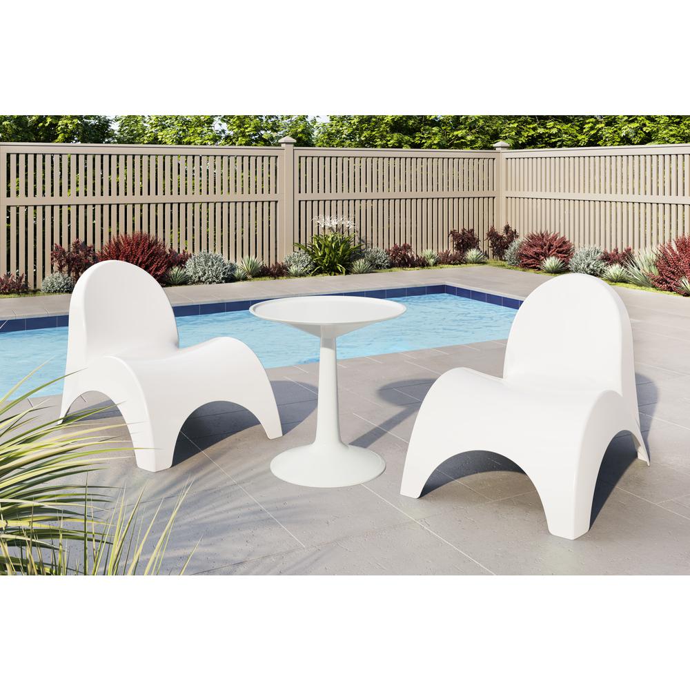 Two White Angel Trumpet Patio Chairs with Sprout table, White. Picture 1