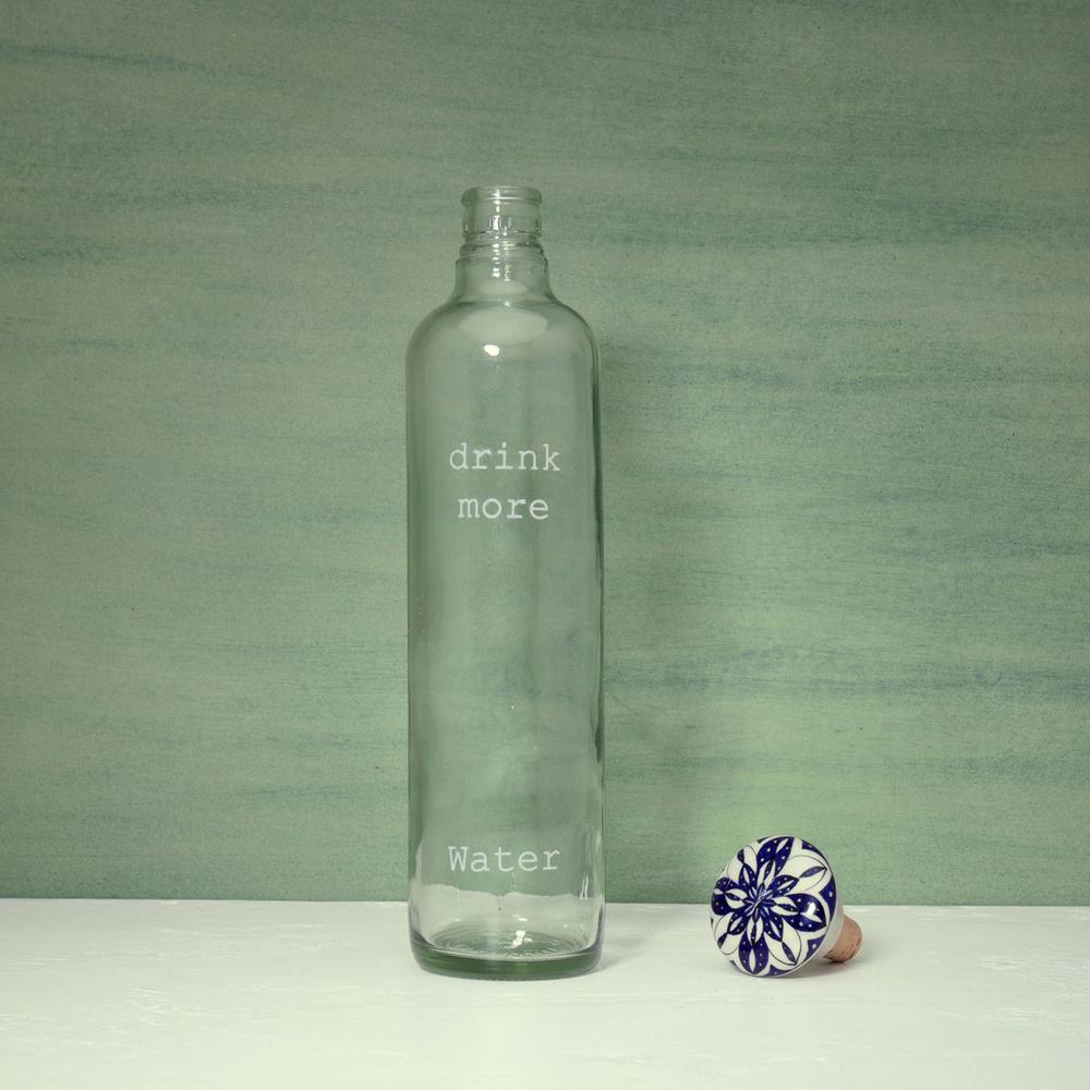Drink More Glass Water Bottle With Ceramic Stopper. Picture 3
