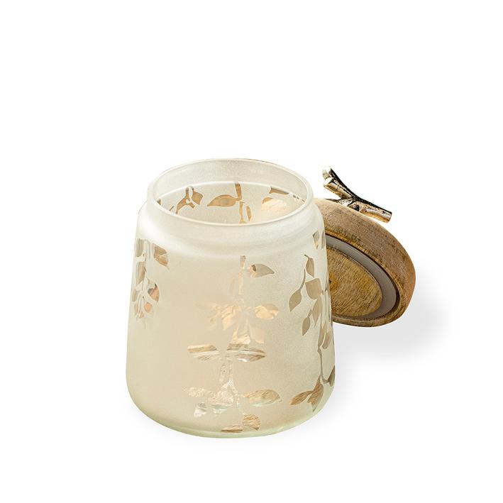 Twigy Frosted Glass Jar With Wooden Lid-Tall. Picture 1