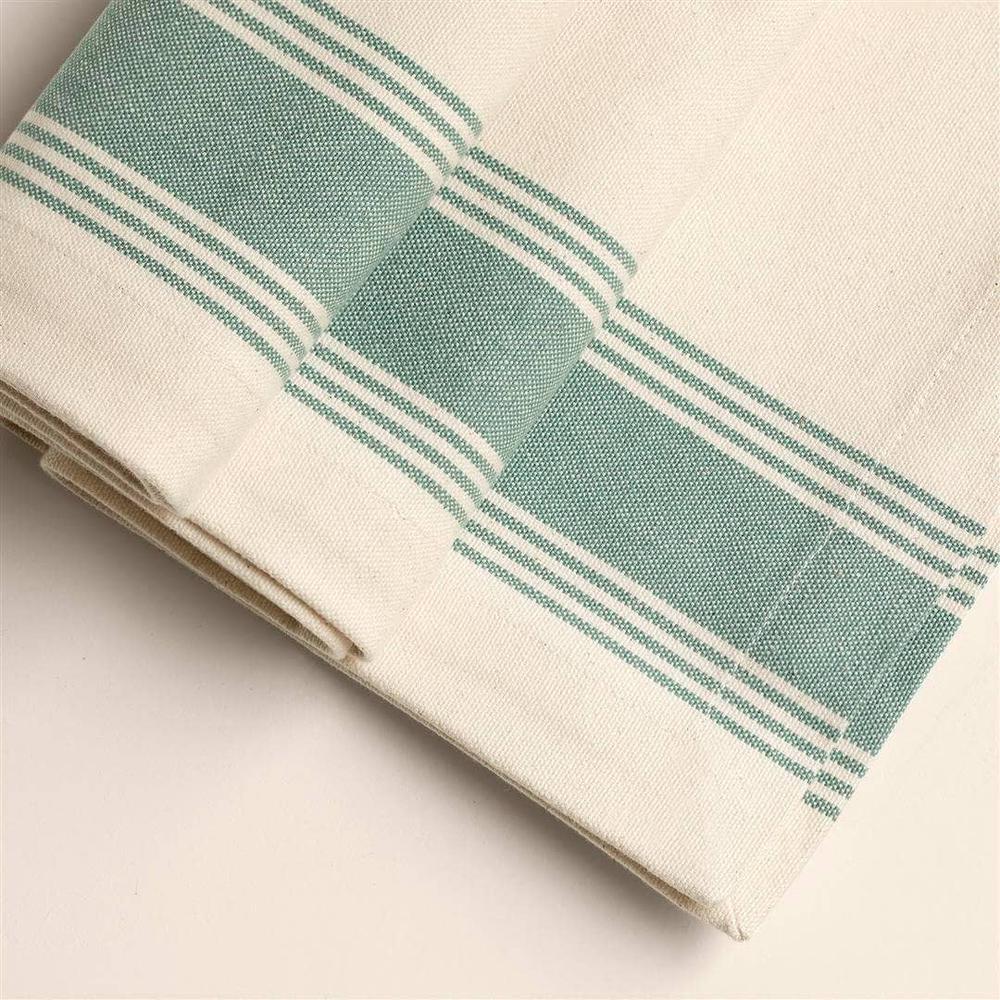 Teal Blue Border 100% Cotton Table Runner. Picture 3