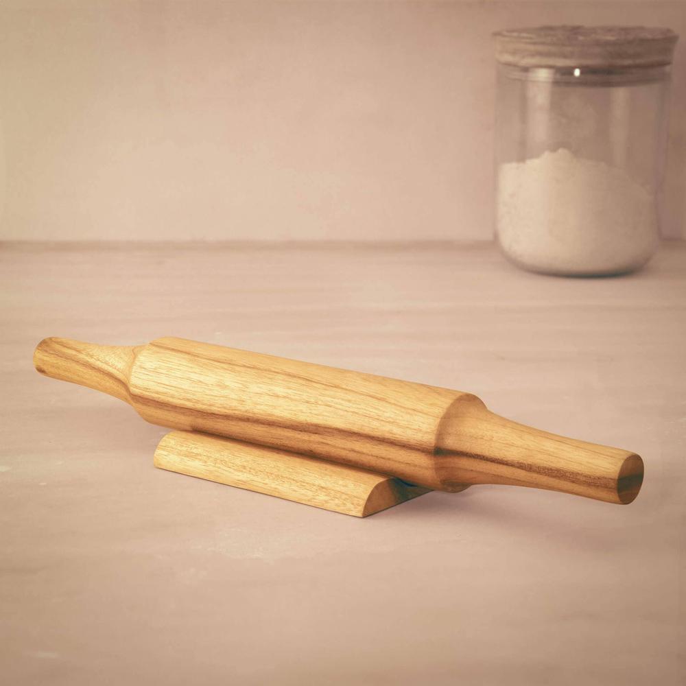In Teak Wooden Belan With Stand / Natural. Picture 3