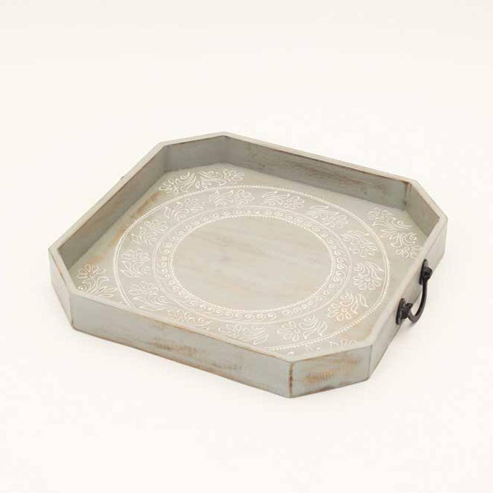 Wooden Tray - Grey & White. Picture 5