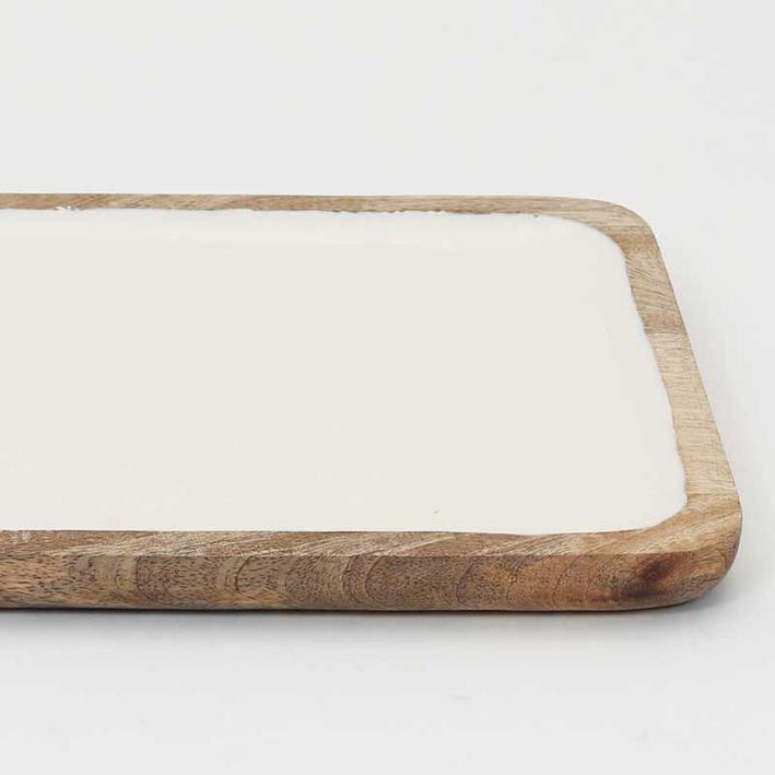 Wooden Tray - Natural - Mango Wood & Resin. Picture 5