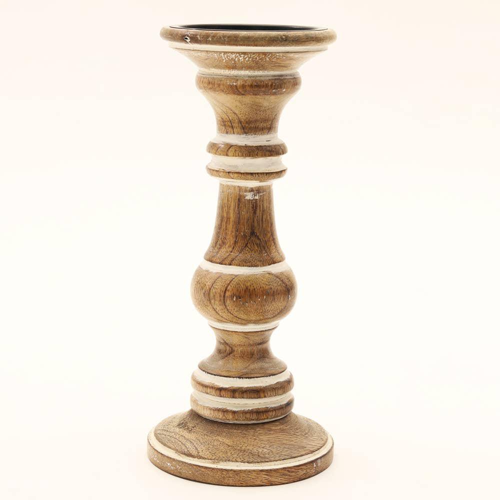 Candle Holder - Mango Wood & Metal. Picture 4