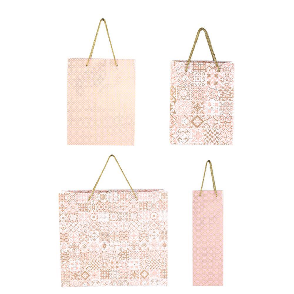 Recycled Paper Bag / Set Of 7 Pcs / Pink - Recycled Paper. Picture 3