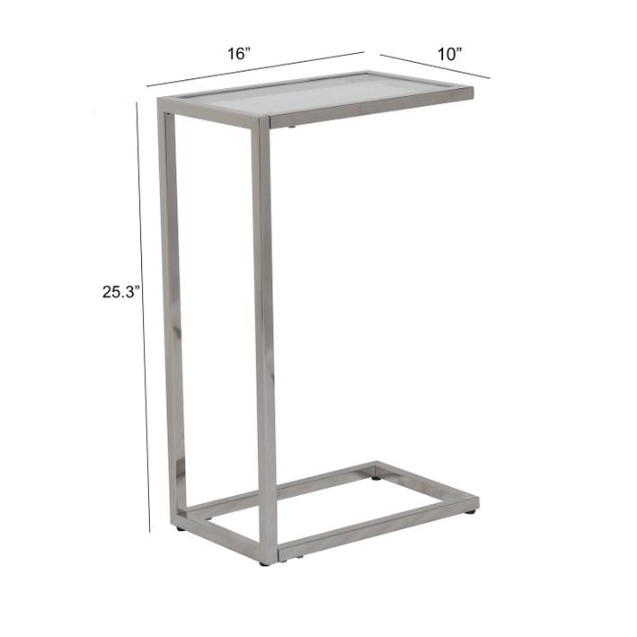 SideTable with Glass Top and Stainsteel Metal Base. Picture 5