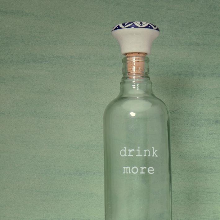 Drink More Glass Water Bottle With Ceramic Stopper. Picture 2