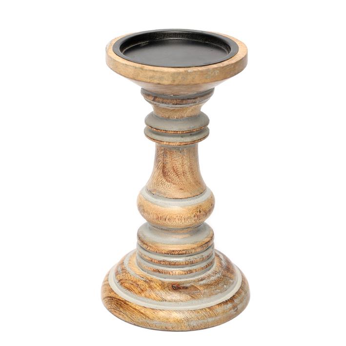 Candle Holder - Distress White - Mango Wood. Picture 1