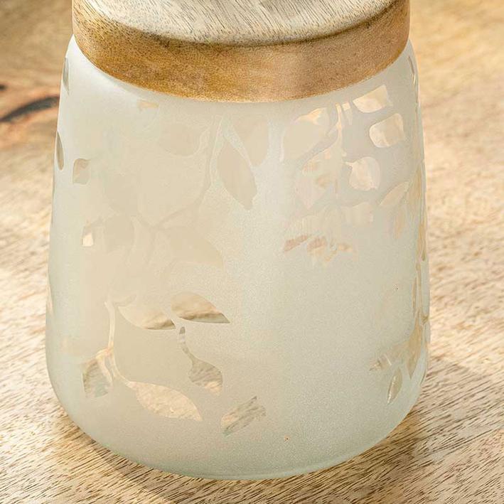 Twigy Frosted Glass Jar With Wooden Lid-500 Gm. Picture 4