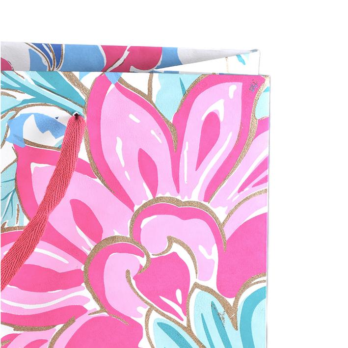 Recycled Paper Bag / Set Of 5 Pcs / White Pink & Blue. Picture 2