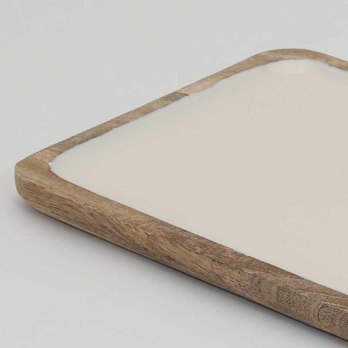 Wooden Tray - Natural - Mango Wood & Resin. Picture 4