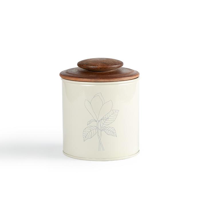 Esana Canister With Wooden Lid / Eggshell - Metal / 2.2 Lbs. Picture 2