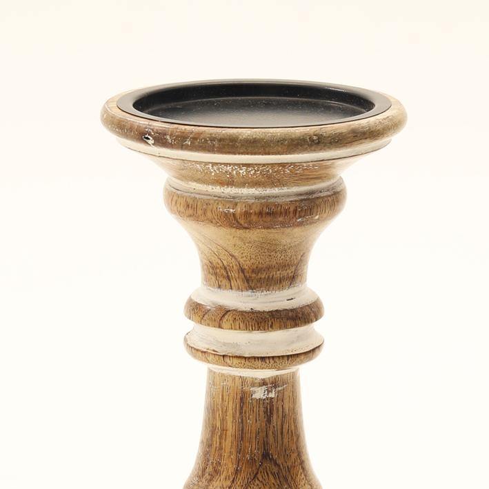 Candle Holder - Mango Wood & Metal. Picture 1