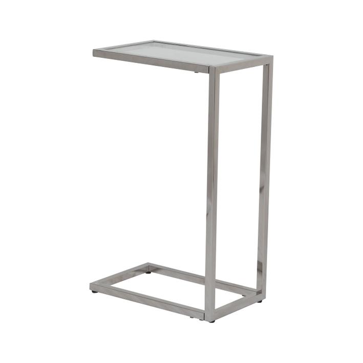 SideTable with Glass Top and Stainsteel Metal Base. Picture 1