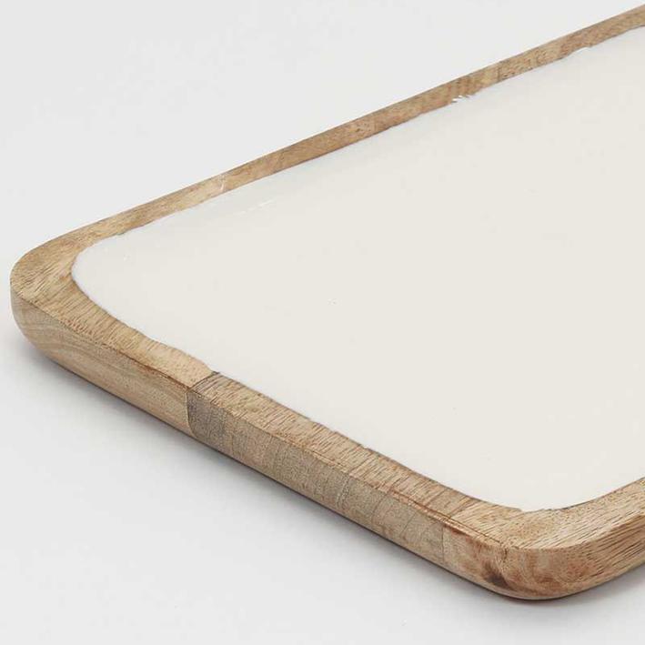 Wooden Tray - Natural - Mango Wood & Resin. Picture 3