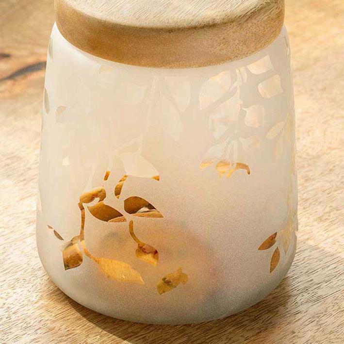 Twigy Frosted Glass Jar With Wooden Lid-500 Gm. Picture 2