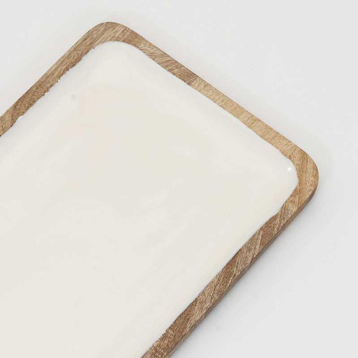 Wooden Tray - Natural - Mango Wood & Resin. Picture 2