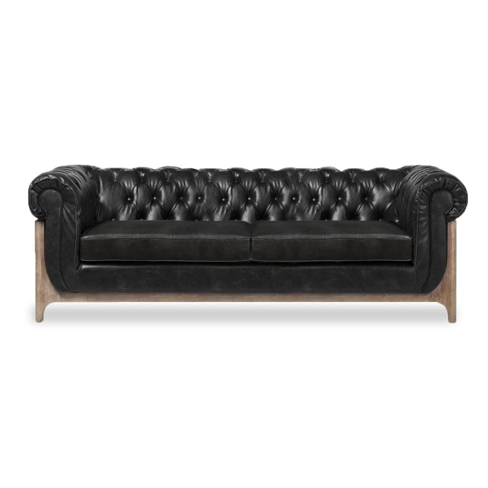 MOD Chesterfield Black Tufted Leather Sofa. Picture 1