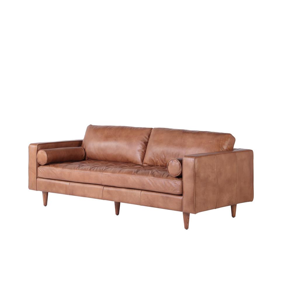 Roma Leather Sofa in Cognac. Picture 2