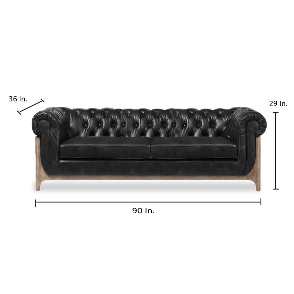 MOD Chesterfield Black Tufted Leather Sofa. Picture 2
