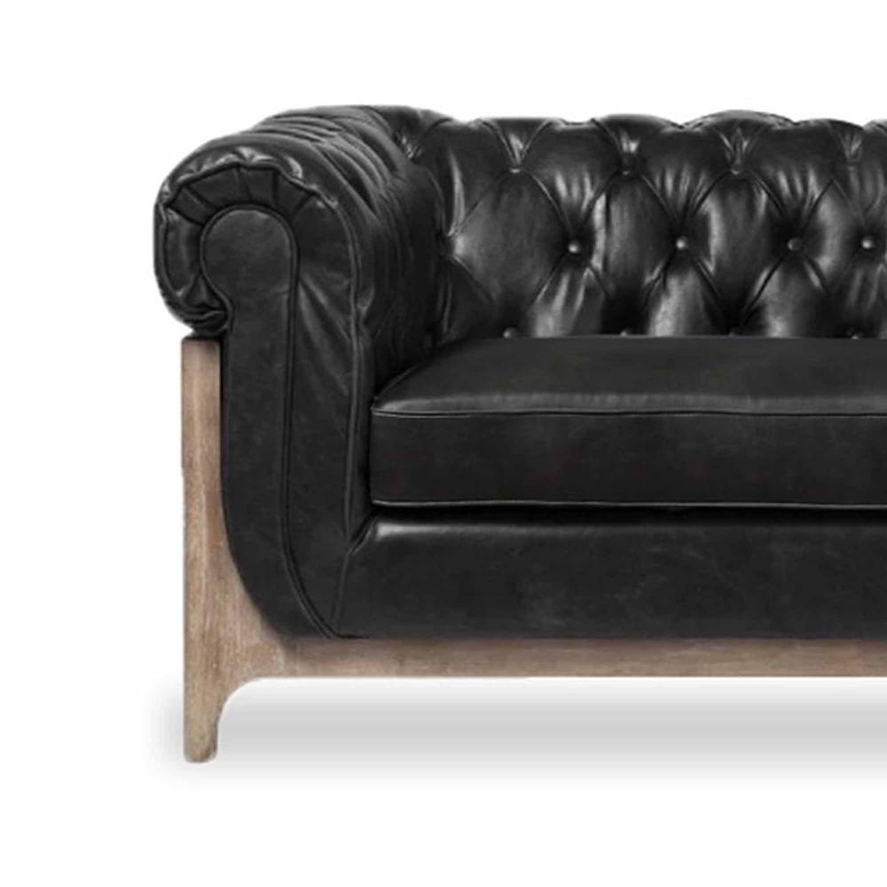 MOD Chesterfield Black Tufted Leather Sofa. Picture 3