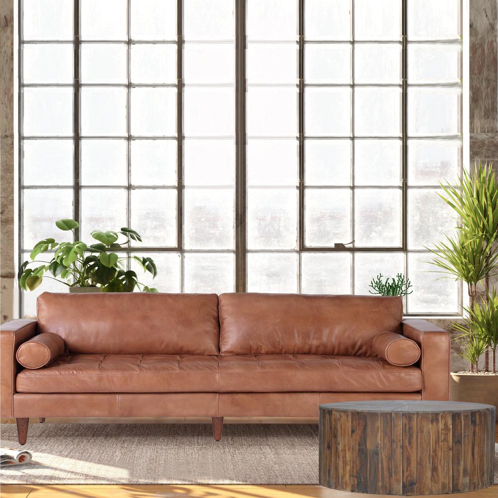 Roma Leather Sofa in Cognac. Picture 4