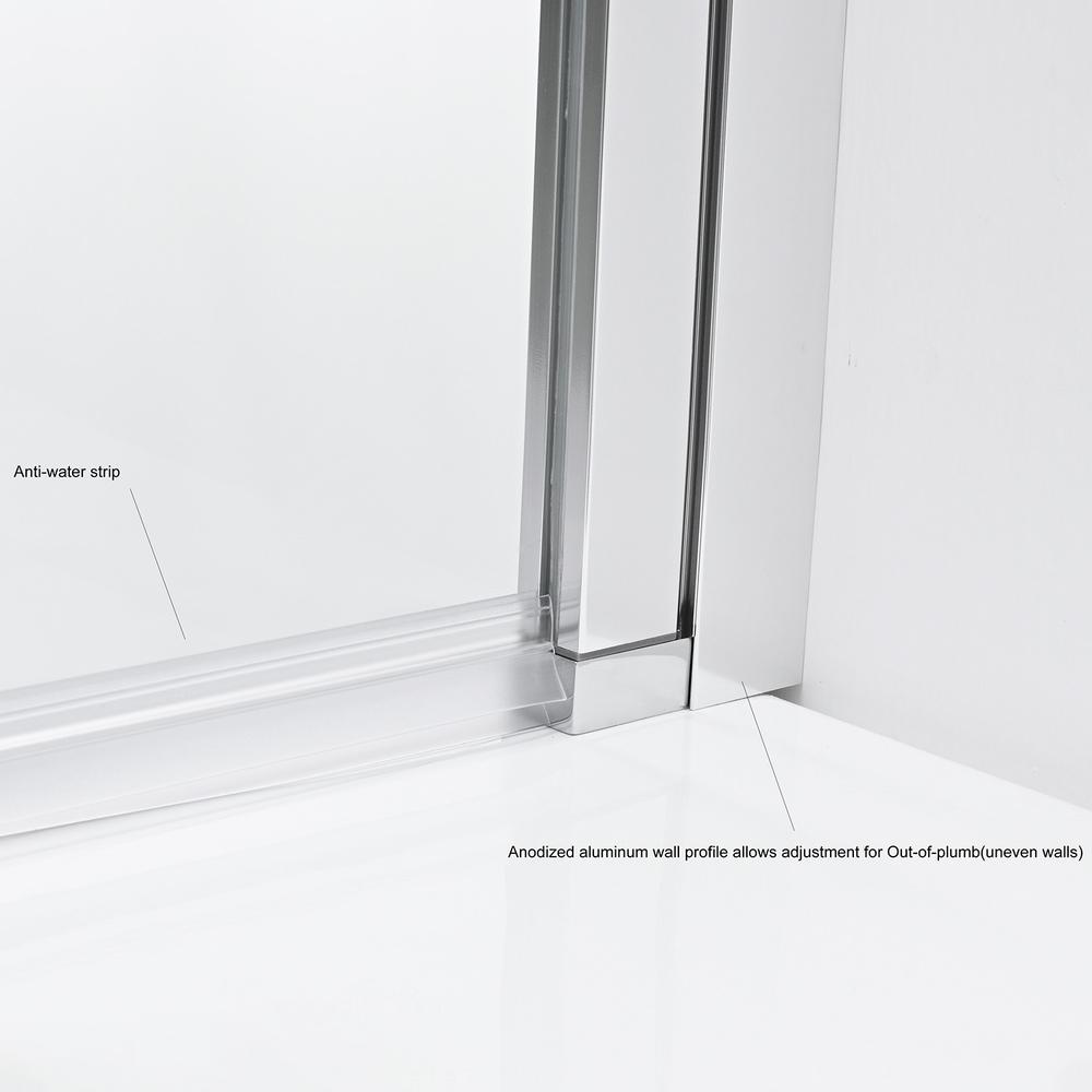 Olivenza 31" W x 55" H Hinged Frameless Tub Door in Polished Chrome. Picture 8