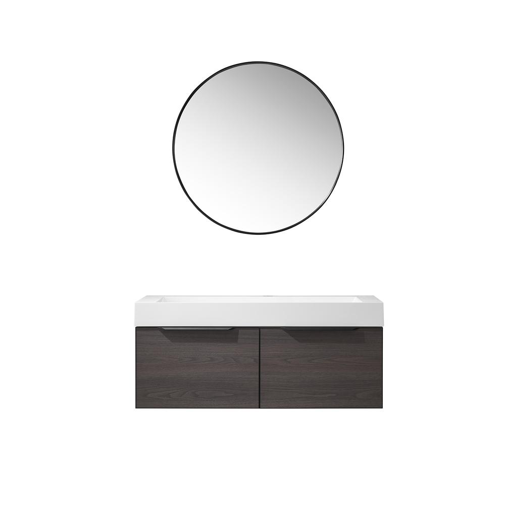 Single Sink Bath Vanity One-Piece Composite Stone Sink Top and Mirror. Picture 1