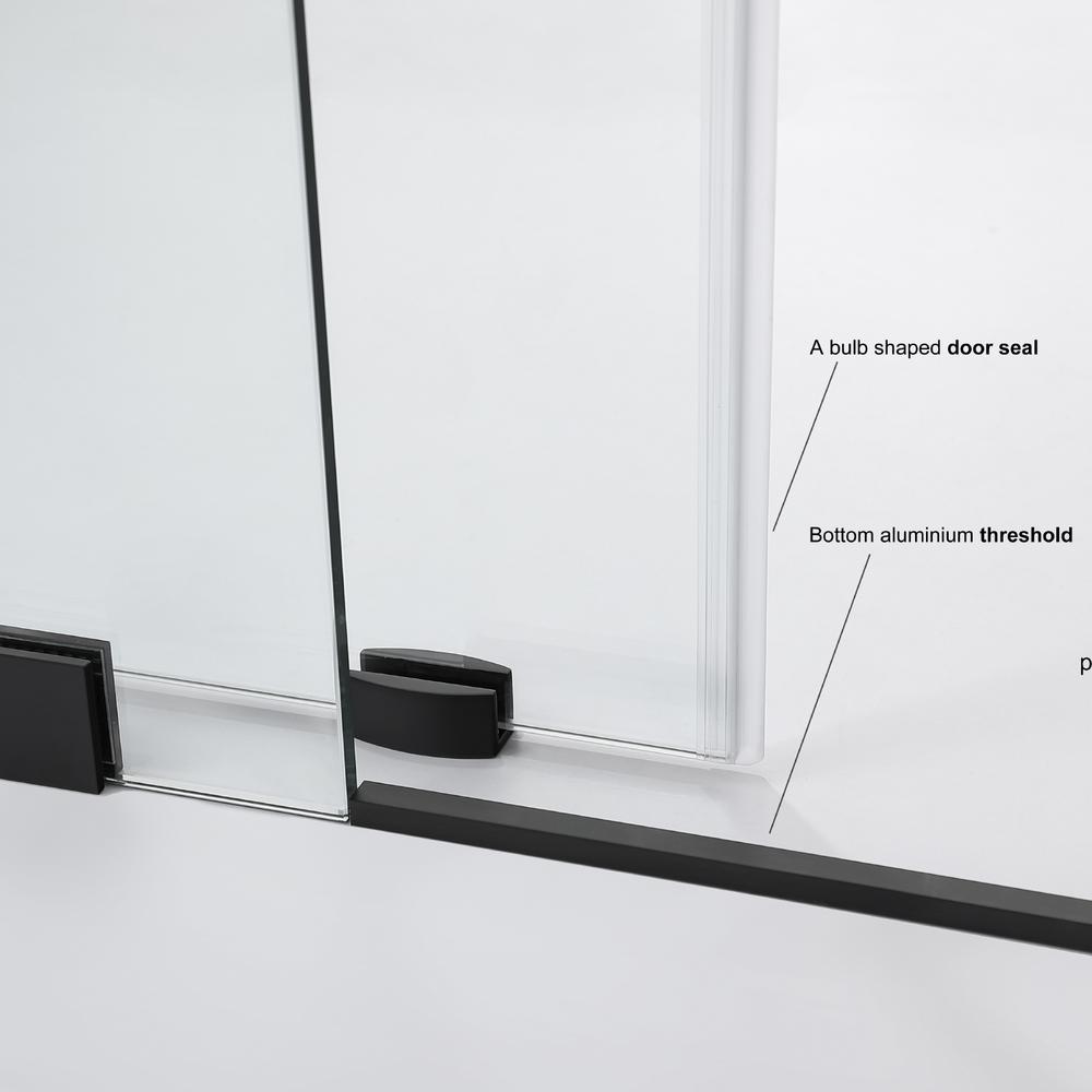 Villena 56" W x 78" H Single Sliding Frameless Shower Door in Brushed Nickel. Picture 8