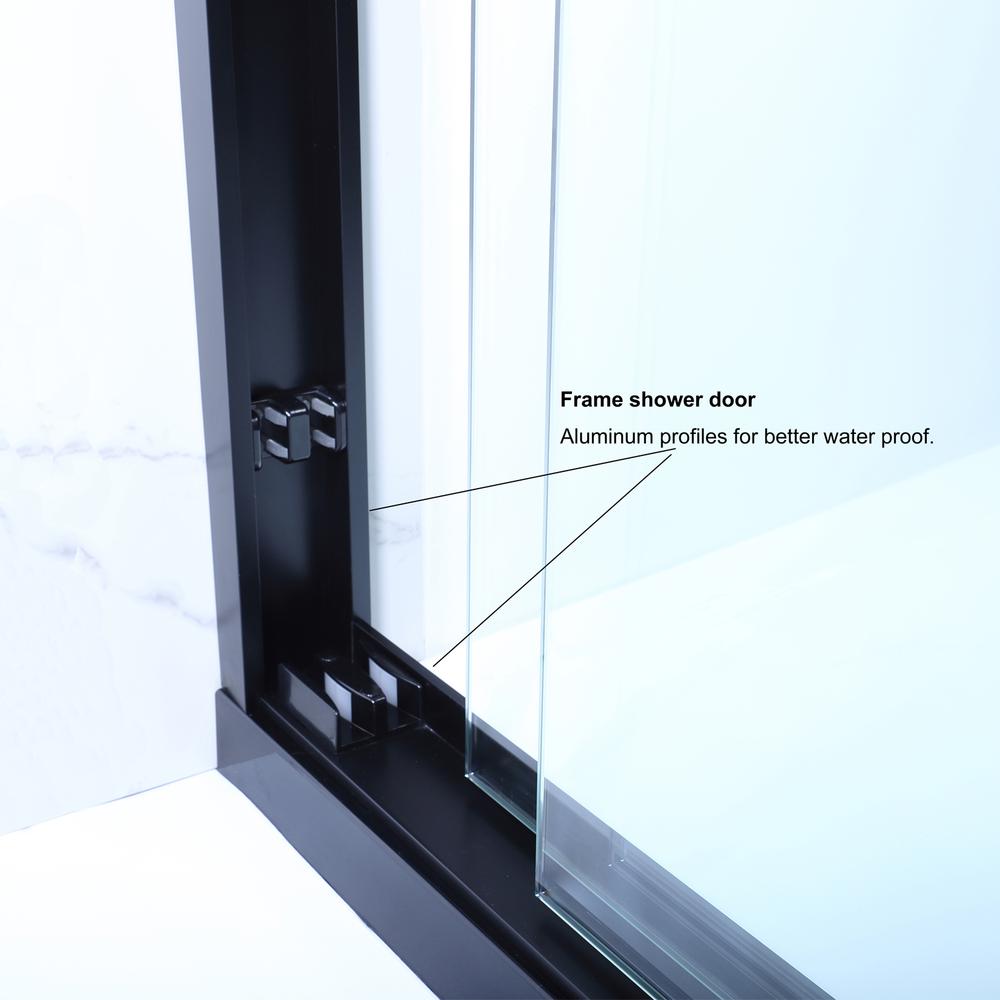 Brescia 60" W x 76" H Double Sliding Framed Shower Door in Matte Black. Picture 10