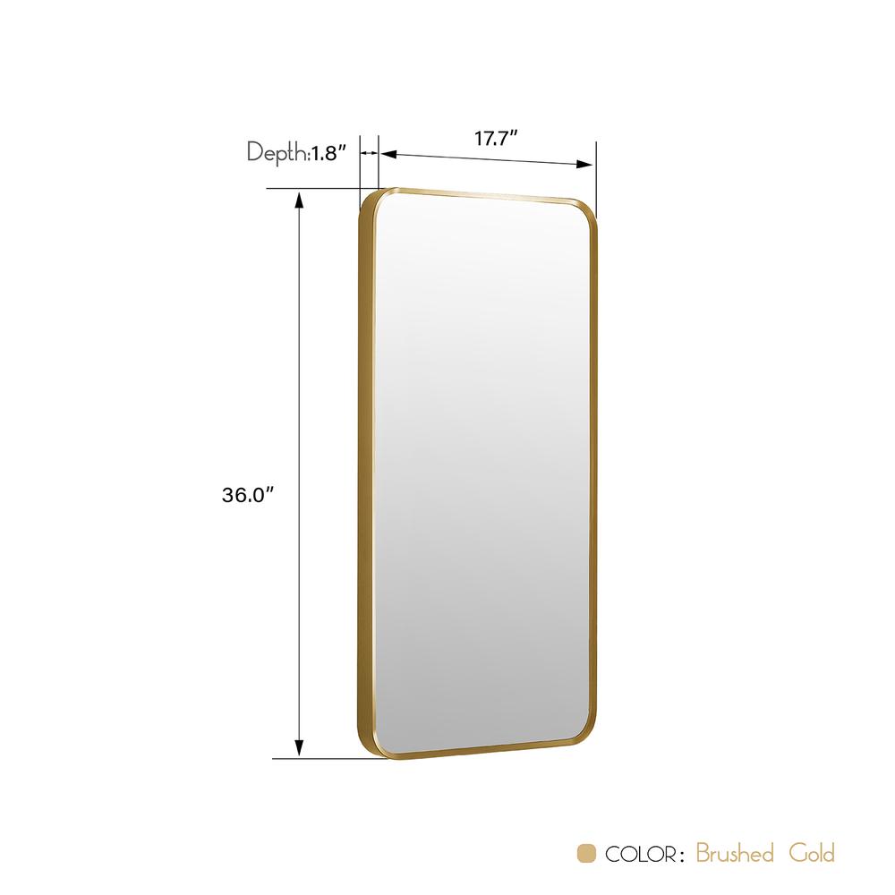 Mutriku 18 in. W x 36 in. H Rectangle Metal Wall Mirror in Brushed Gold. Picture 8