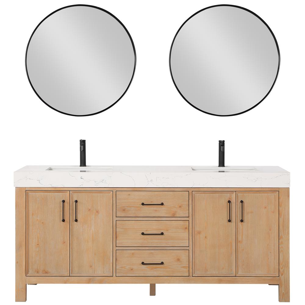 Free-standing Double Bathroom Vanity with Composite top and Mirror. Picture 2