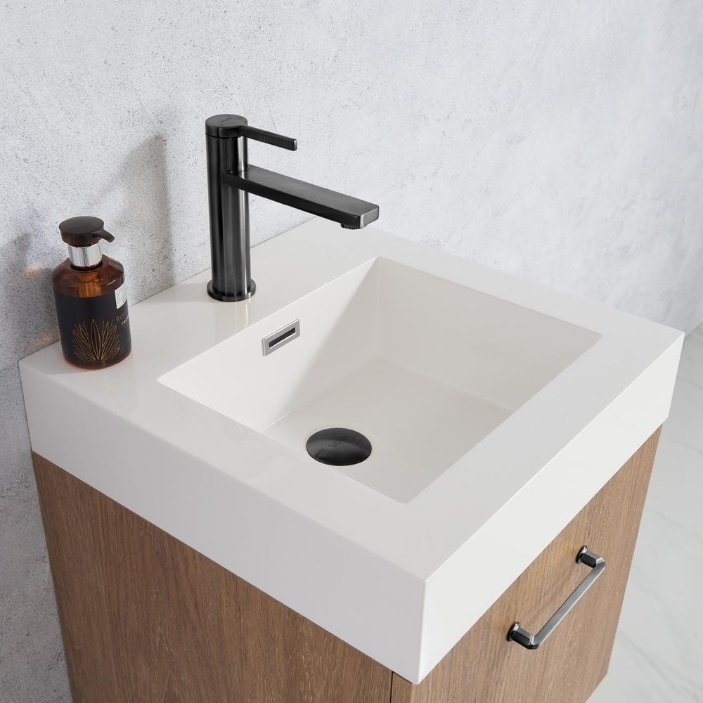 18B" Single Sink Bath Vanity with White Grain Stone Countertop. Picture 7